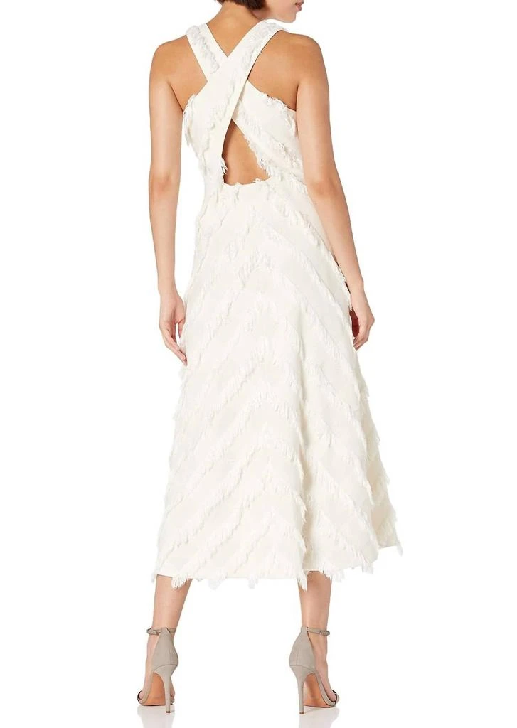 Rebecca Taylor Sleeveless Bias Fringe Dress In Ecru 2