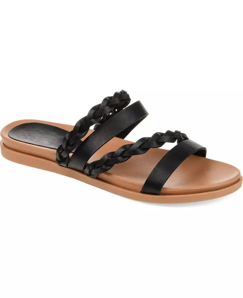 Journee Collection Women's Colette Braided Strappy Open Toe Flat Sandals 1