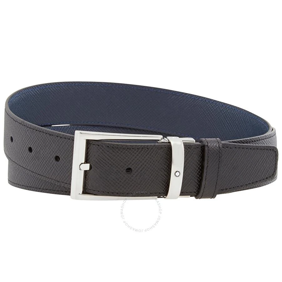 MontBlanc Classic Leather Belt- Black/Indigo 1
