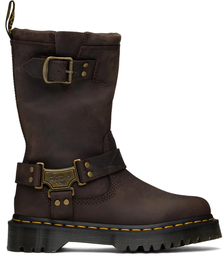 Dr. Martens Brown Anistone Hi Leather Biker Boots 1