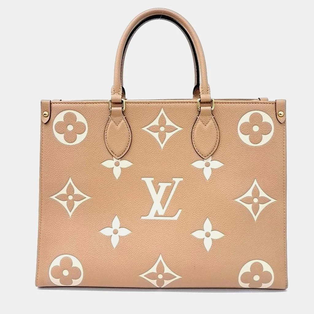 Louis Vuitton Louis Vuitton Beige/Ivory Monogram Empreinte Leather Onthego MM Tote Bag 1