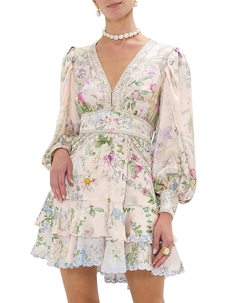 Camilla Floral Silk A-Line Minidress 4