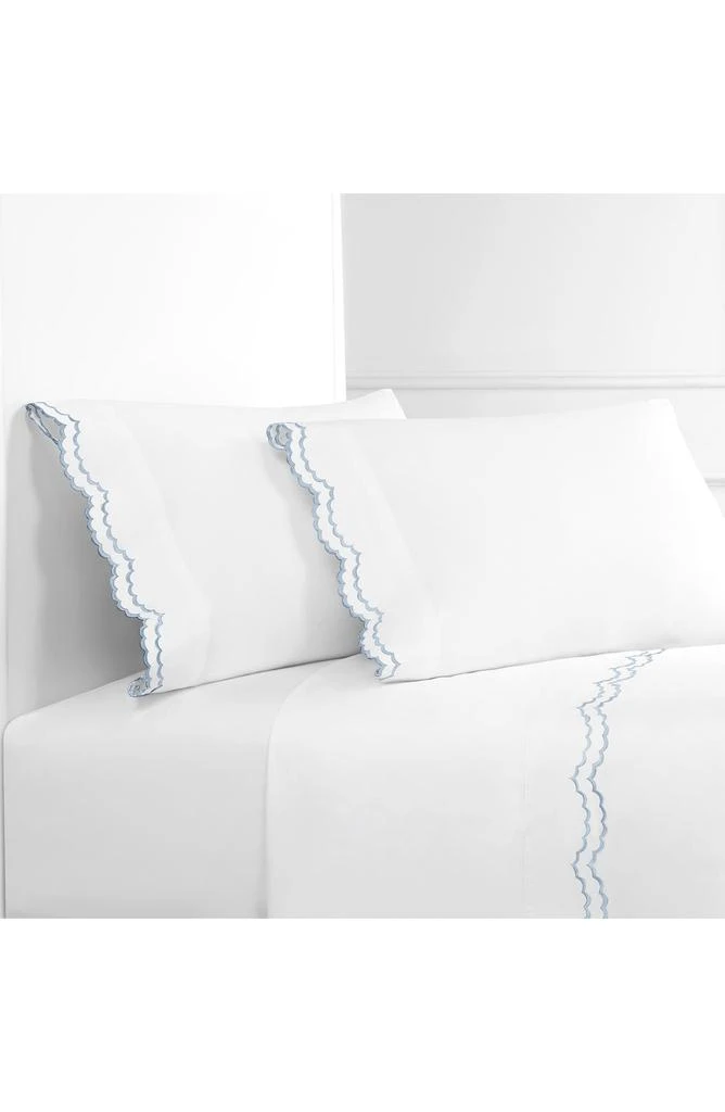 Melange Home Double Scallop Embroidered 300 Thread Count Cotton Sheet Set 3