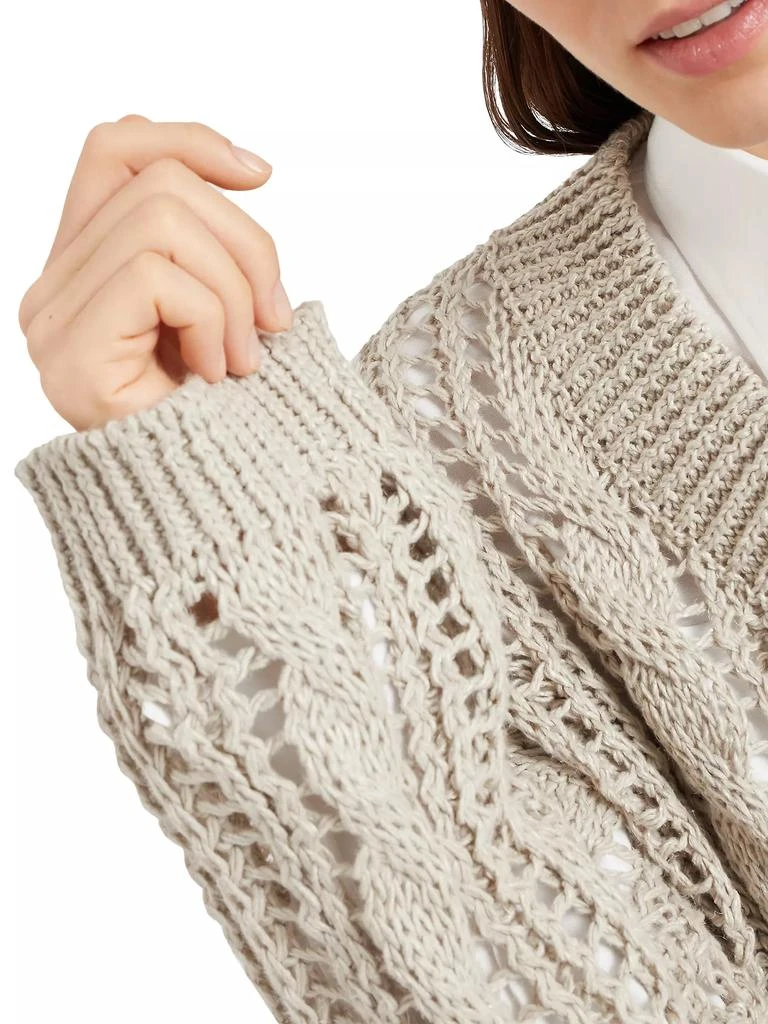 Brunello Cucinelli Jute and Cotton Cable and Mesh Sweater 4