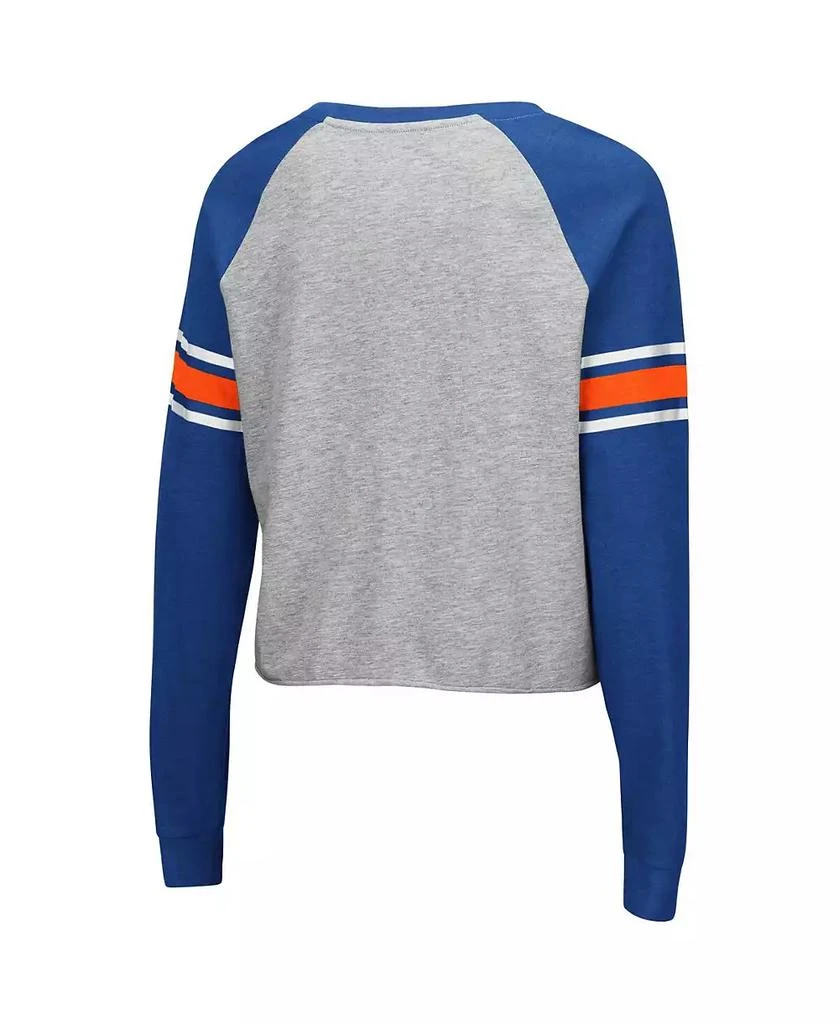 Colosseum Women's Heathered Gray and Royal Florida Gators Decoder Pin Raglan Long Sleeve T-shirt 2