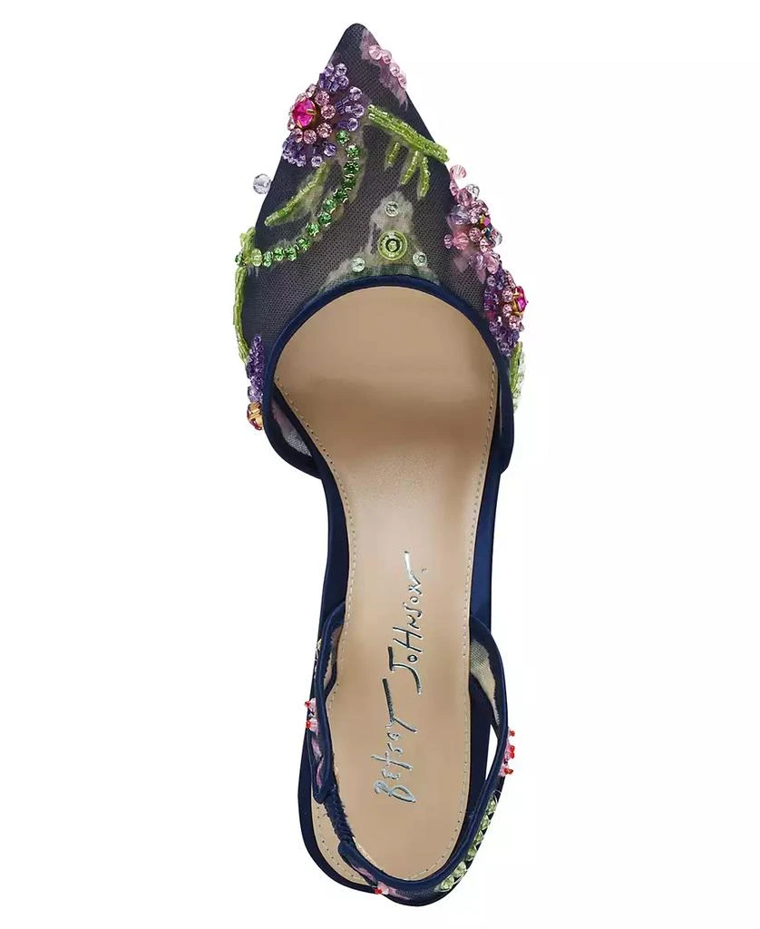 Betsey Johnson Velma Jeweled Mesh Slingback Pumps 4