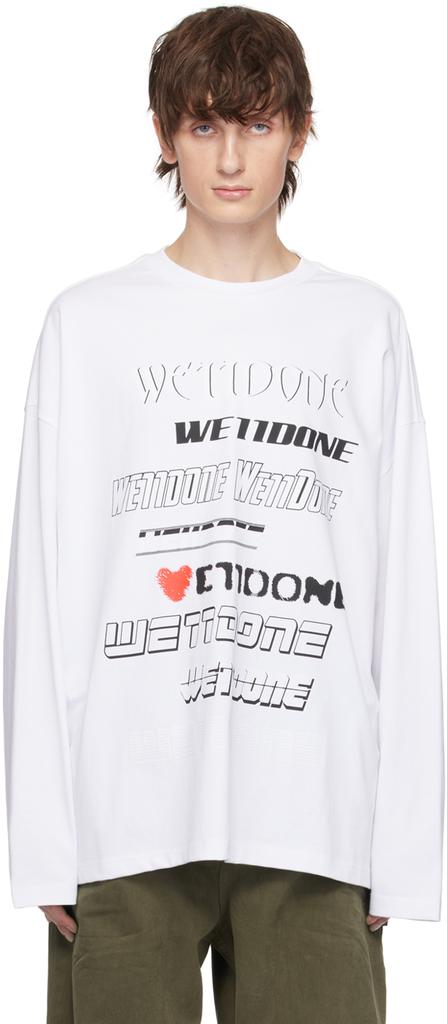 We11done White Printed Long Sleeve T-Shirt