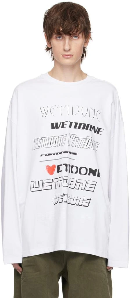 We11done White Printed Long Sleeve T-Shirt 1