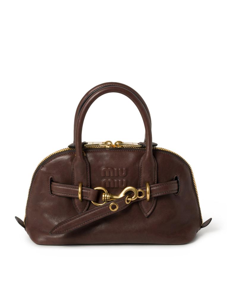 バッグ MIUMIU meatless logo shoulder bag Logo leather shoulder bag in black - Miu Miu | Mytheresa