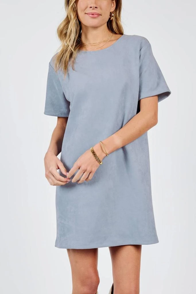 blue suede mini dress Suede Scalloped Mini Dress – The Ivy Edit main image 0