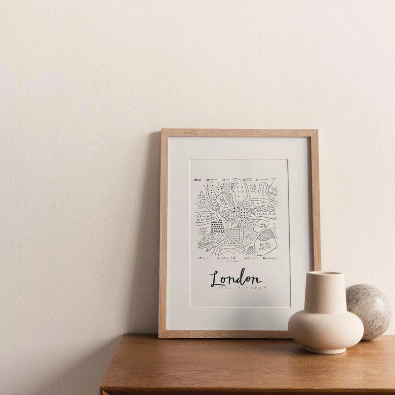 Art By Aleisha London Neighborhood Map Print 8" X 10" 2