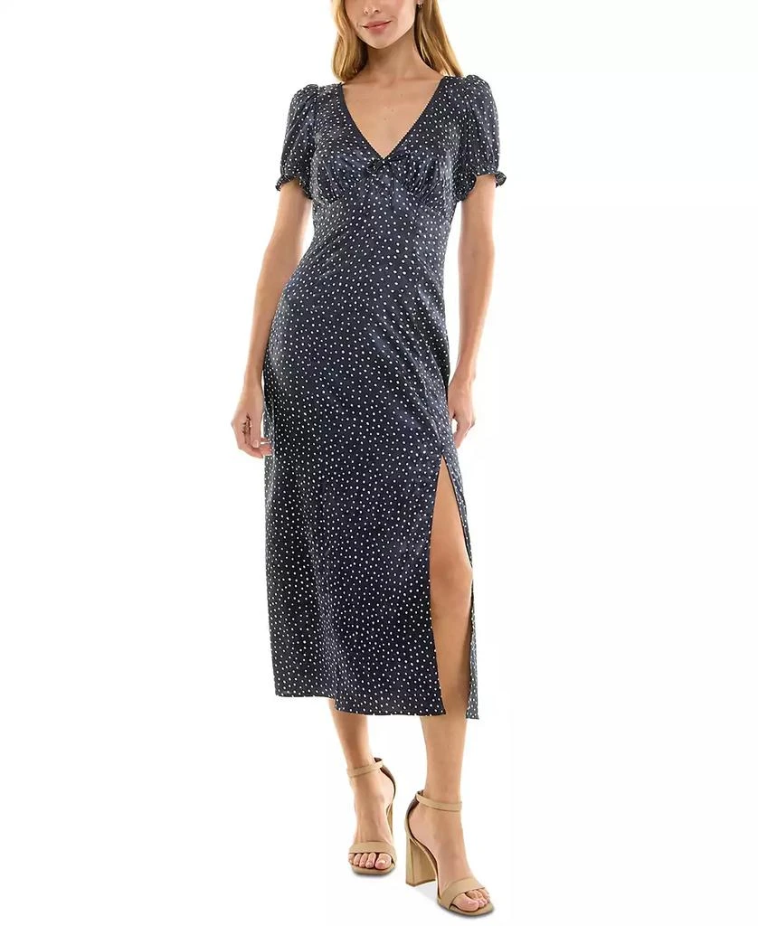 Crystal Doll Juniors' Printed Jacquard Satin Midi Dress 1