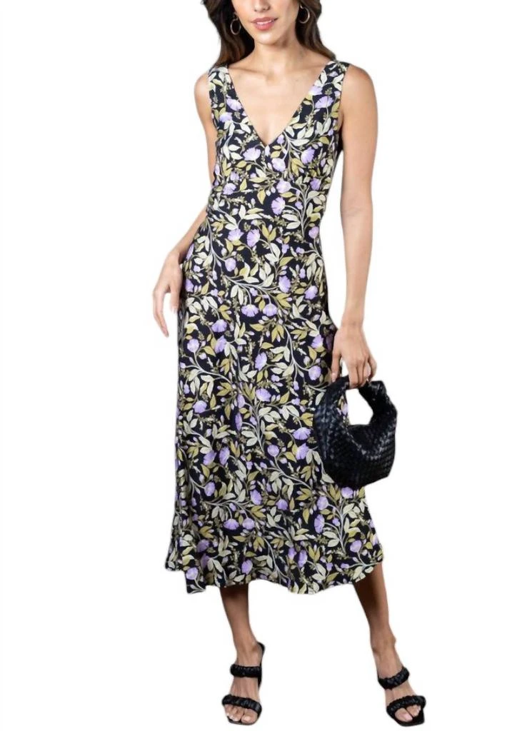MINKPINK Nocturne Bias Slip Midi Dress In Lilac Floral 1