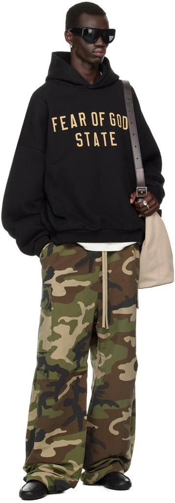 Essentials Black Printed Logo Hoodie 5