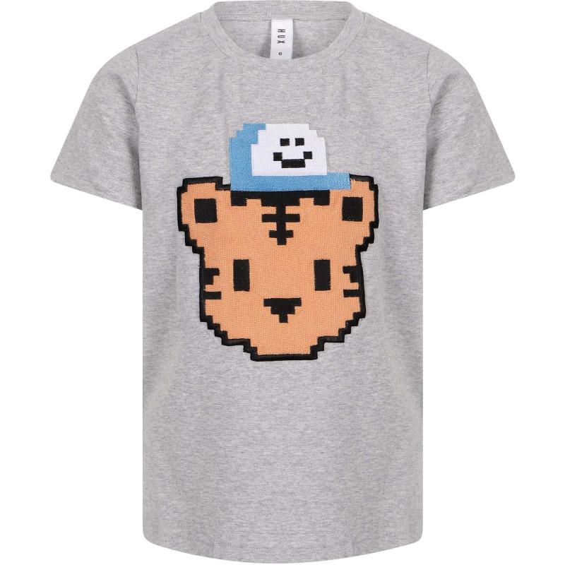 Huxbaby Digi tiger print t shirt and track pants set in grey and blue