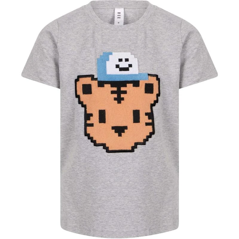 Huxbaby Digi tiger print t shirt and track pants set in grey and blue 2