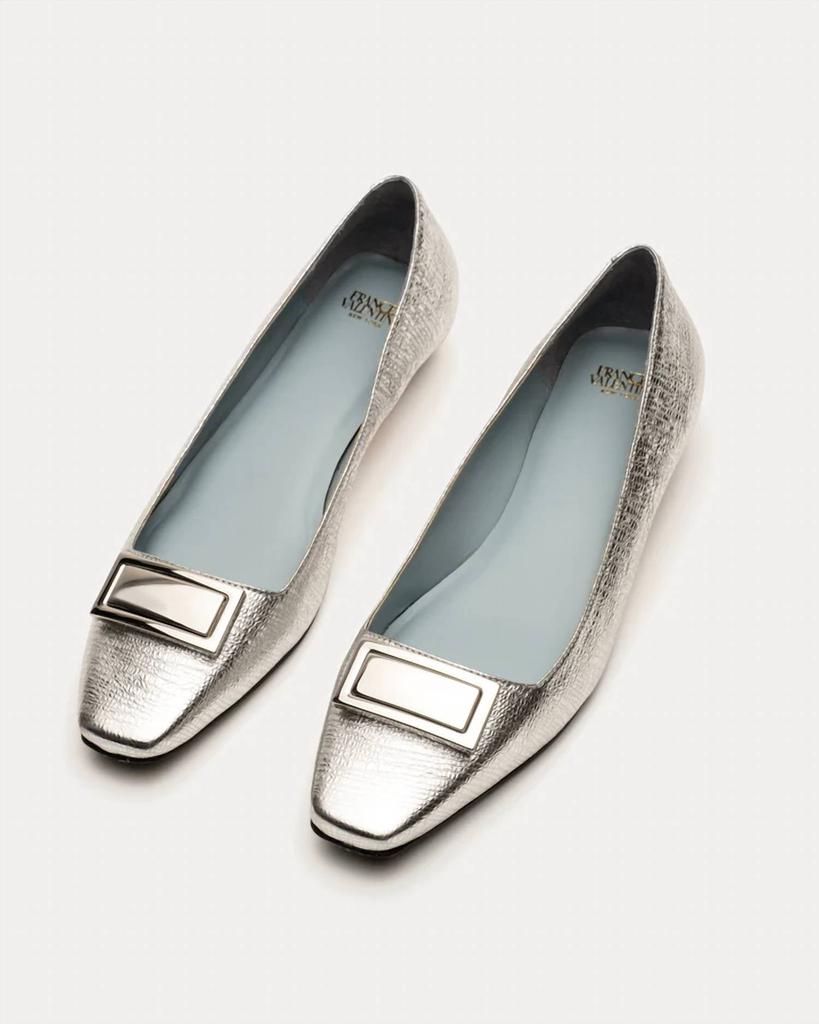 Frances Valentine Frances Valentine - Midge Flat Crinkled Leather Silver