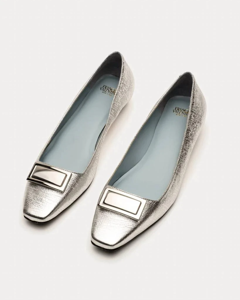 Frances Valentine Frances Valentine - Midge Flat Crinkled Leather Silver 1