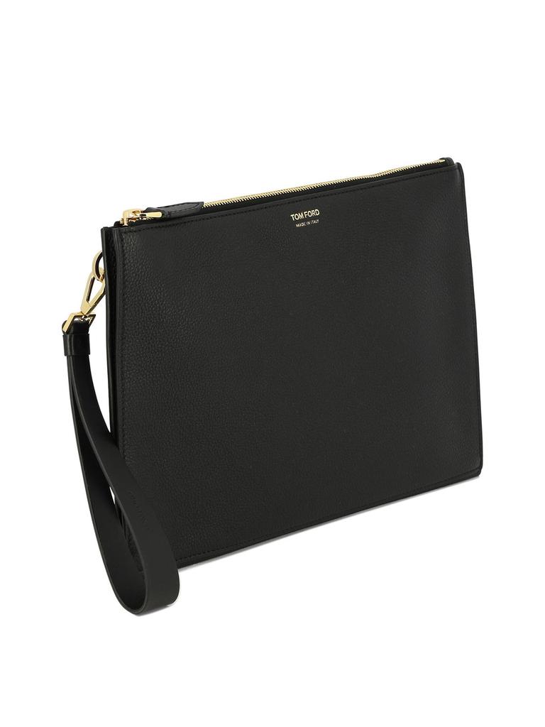 Tom Ford Tom Ford Logo Stamp Zipped Clutch Bag - Handbags