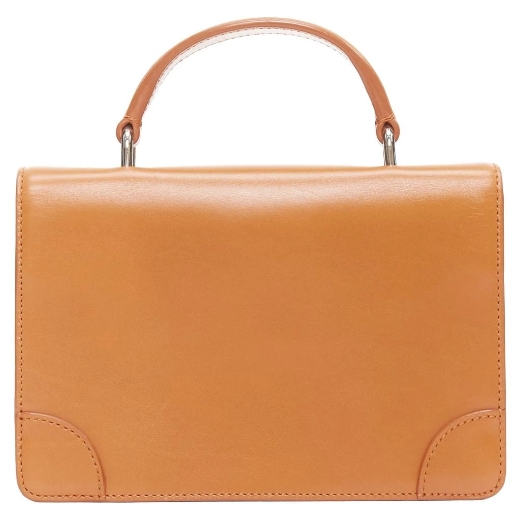 Ralph Lauren Ricky tan leather hardware top handle crossbody satchel bag 5