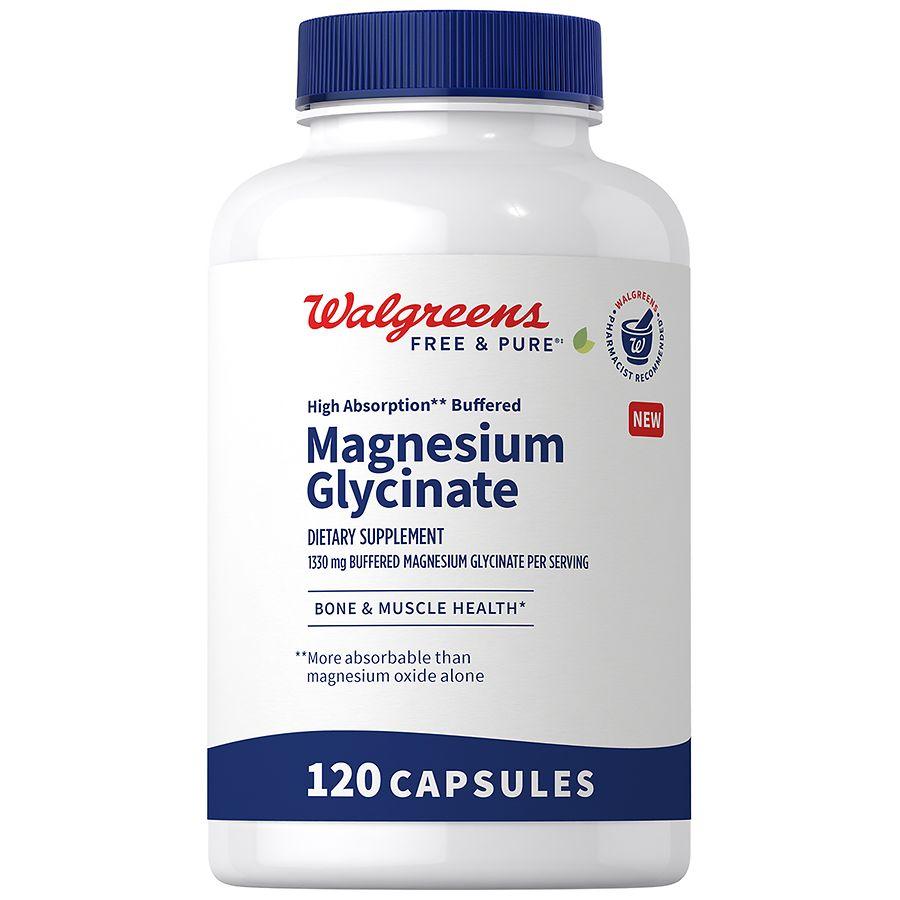 Walgreens Free & Pure High Absorption Magnesium Glycinate 1330 mg Capsules (60 days)