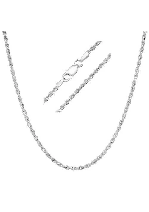 Kylie Harper Italian Sterling Silver 2mm Rope Chain Necklace - Unisex