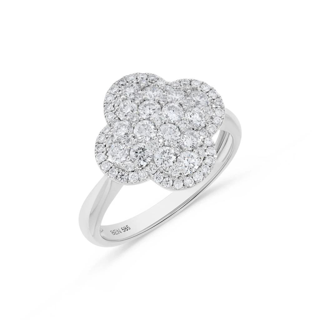 H.J. Namdar 1.16 ct tw Pave Diamond Clover Cluster Ring 14K White Gold Natural Diamonds Size 6