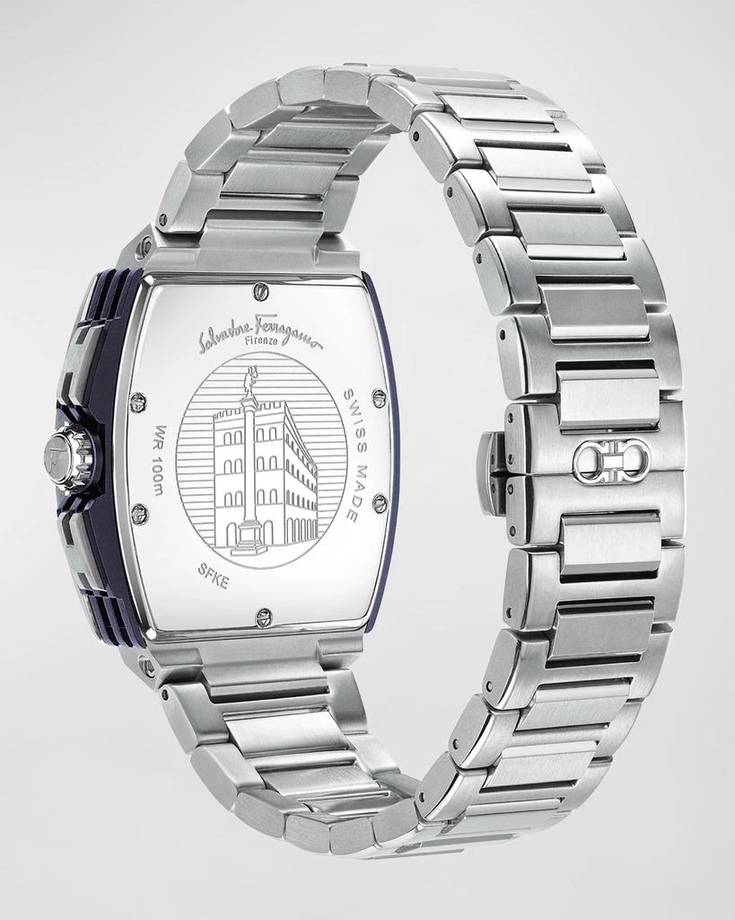 Salvatore Ferragamo F-80 Tonneau Chrono Stainless Steel Bracelet Watch 4