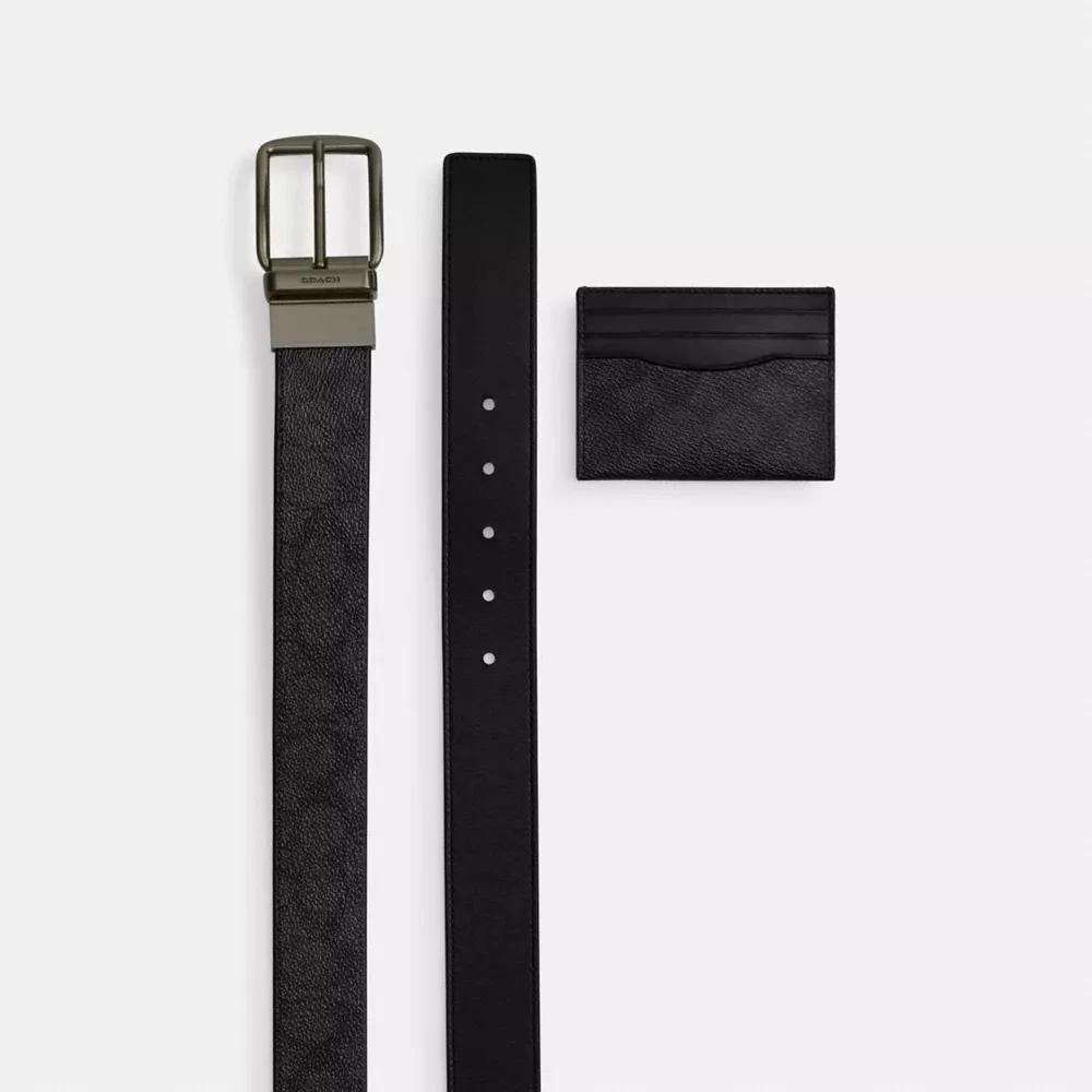 Coach Boxed Card Case And Belt Set In Signature Canvas 1
