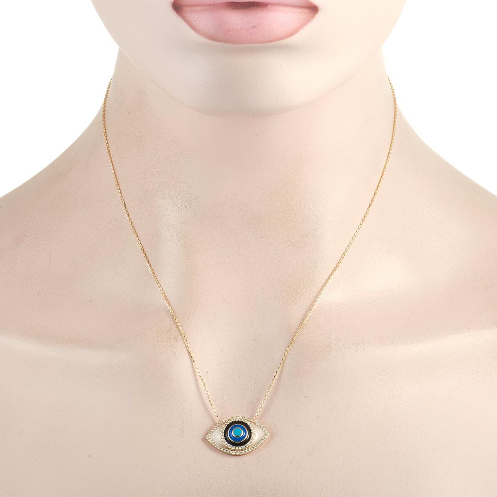 Non Branded 14K Yellow Gold 0.40 ct Diamond Eye Necklace