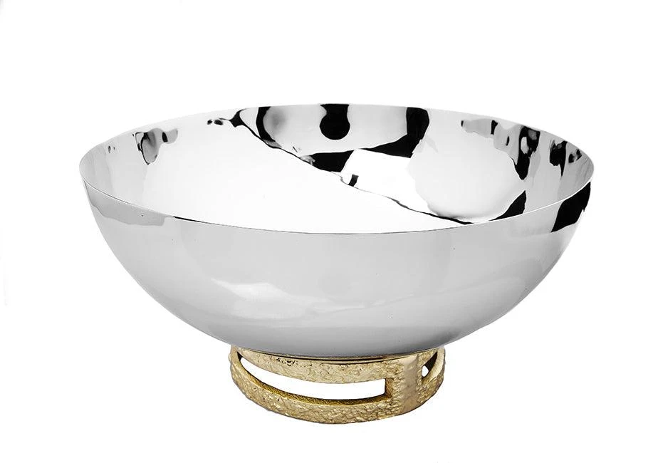 Classic Touch Decor 11.5" Stainless Steel Bowl with Gold Loop Base 2