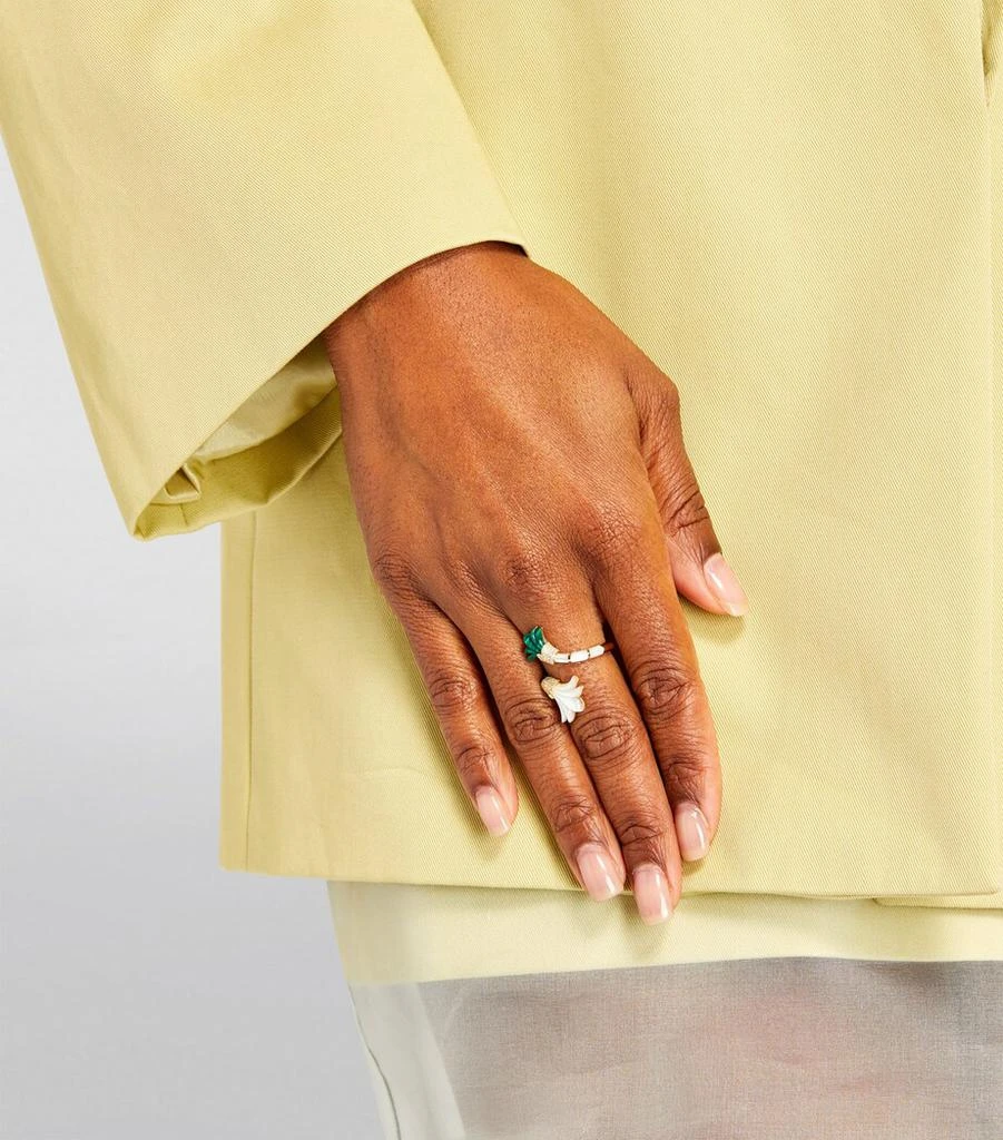 L'ATELIER NAWBAR Yellow Gold, Diamond, Malachite and Mother-of-Pearl Psychedeliah Ring 5