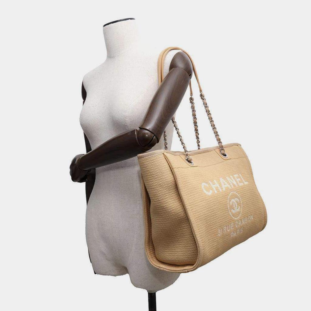 Chanel Chanel Beige Canvas Deauville Medium Tote Bag