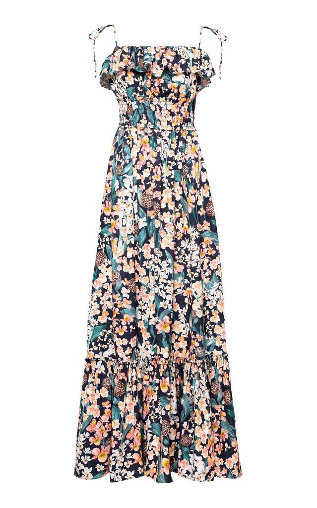 Agua by Agua Bendita Agua by Agua Bendita - Coco Danza Ruffled Jacquard Maxi Dress - Navy - M - Moda Operandi
