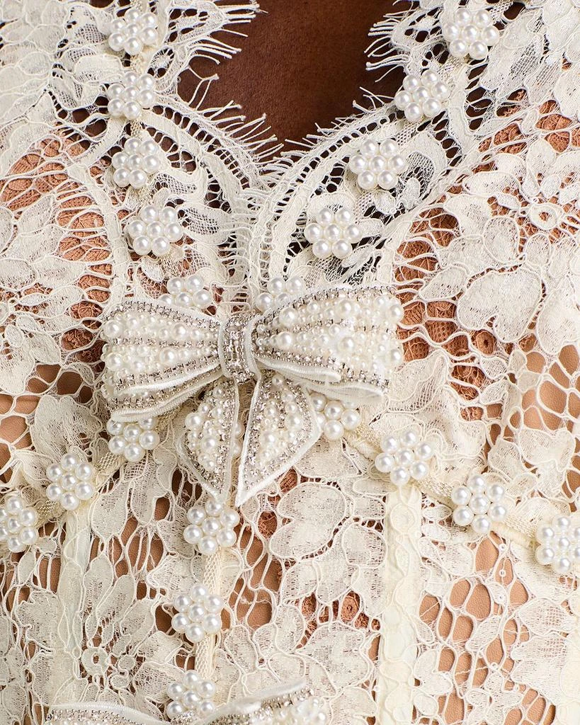 Self Portrait Fine Lace Embellished Midi Dress 6