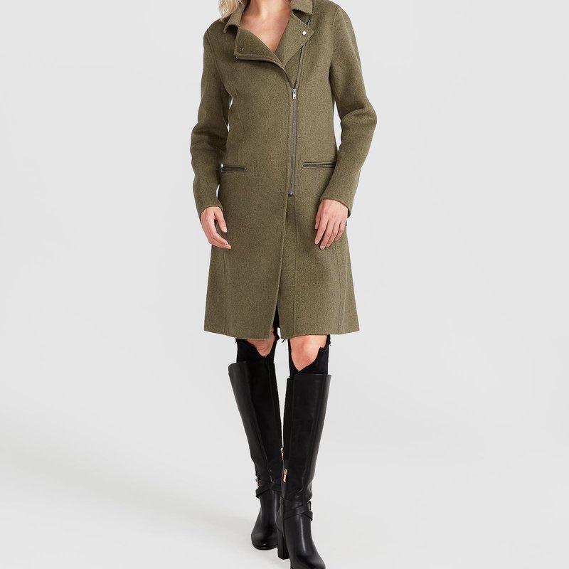 Belle & Bloom New Fit Last Chance Wool Blend Moto Coat Army Green