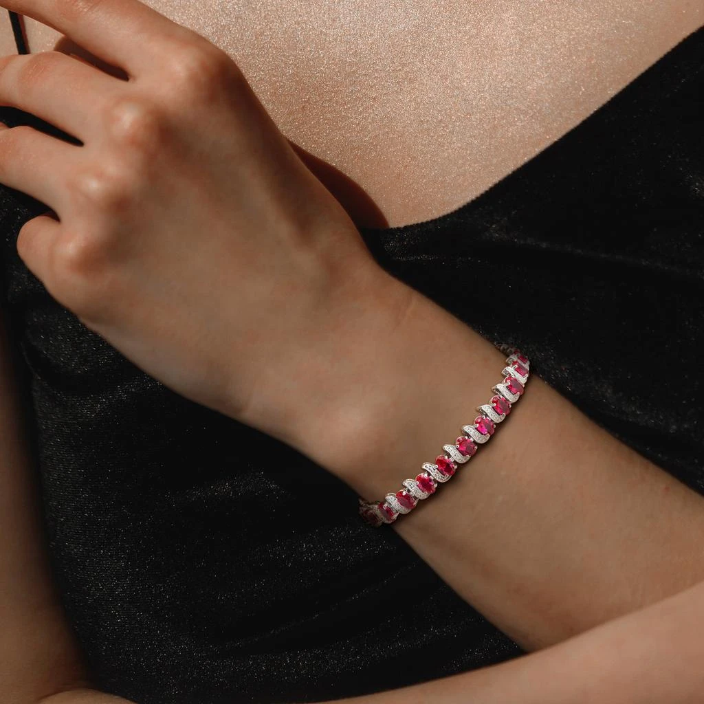 Mimi 
Max 18 CT TGW Created Ruby S-Link Bracelet in Sterling Silver-7 in 4