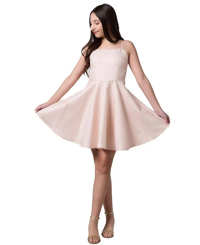 Un Deux Trois Girls' Quilted Fit and Flare Party Dress - Big Kid