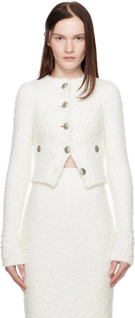 Balenciaga Off-White Cropped Cardigan 1