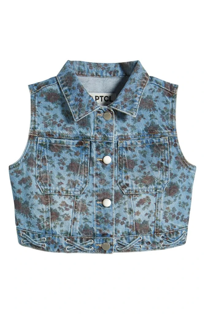 PTCL Fae Floral Print Crop Denim Vest 6