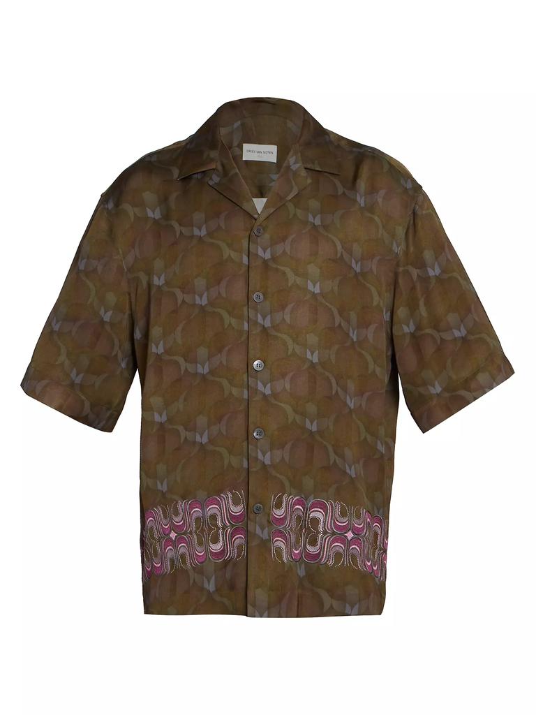 Dries Van Noten Cassi Embroidered Short-Sleeve Shirt