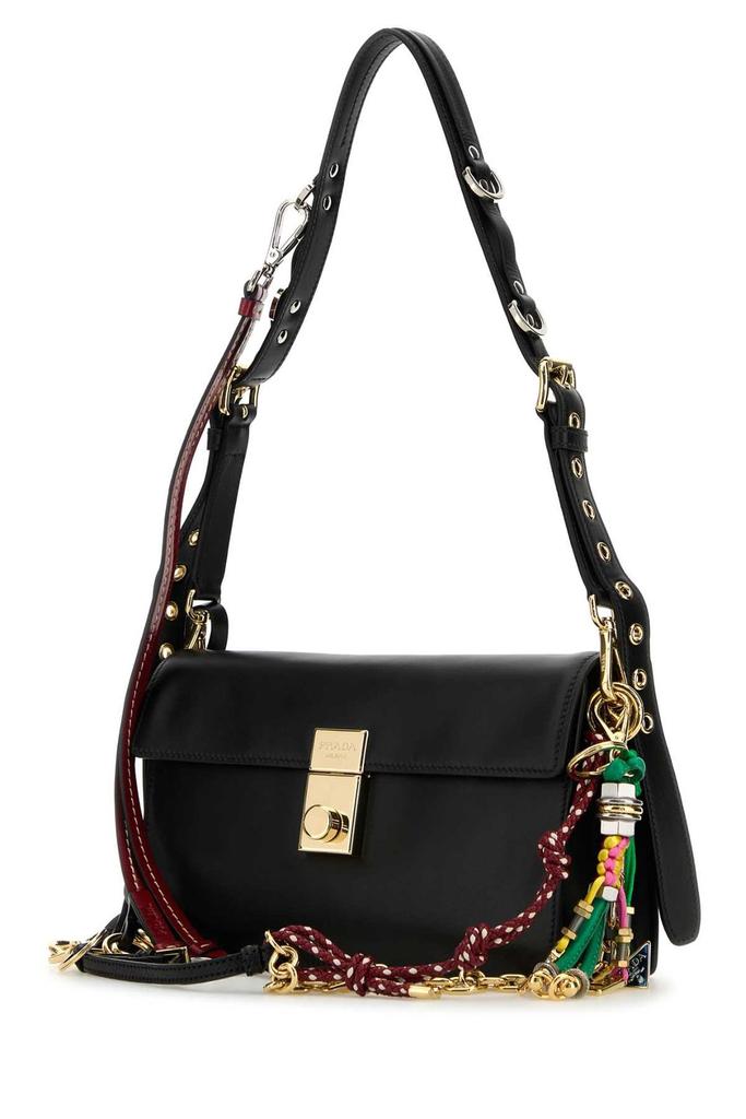 Shop Prada Charm Detailed Small Shoulder Bag on Sale at