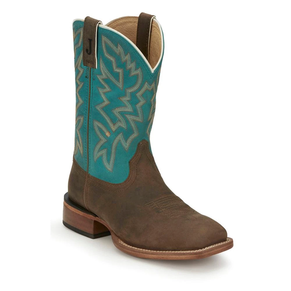 Justin Boots Jackpot 11 inch Wide Embroidered Square Toe Cowboy Boots 2