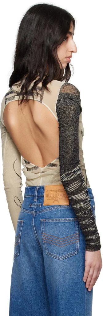 Jean Paul Gaultier Beige 'The Tattoo Rose and Bird' Bodysuit 3