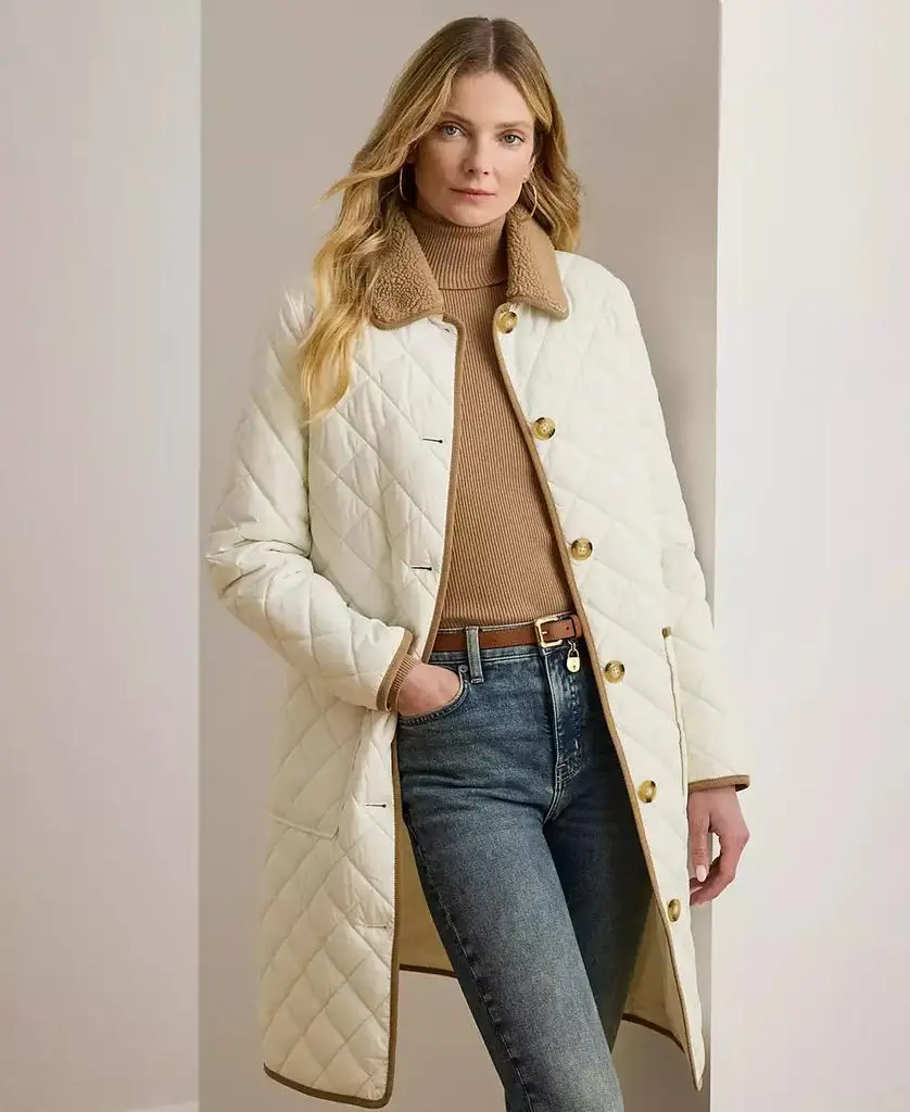 Ralph Lauren Women's Faux-Fur-Collar Quilted Jacket