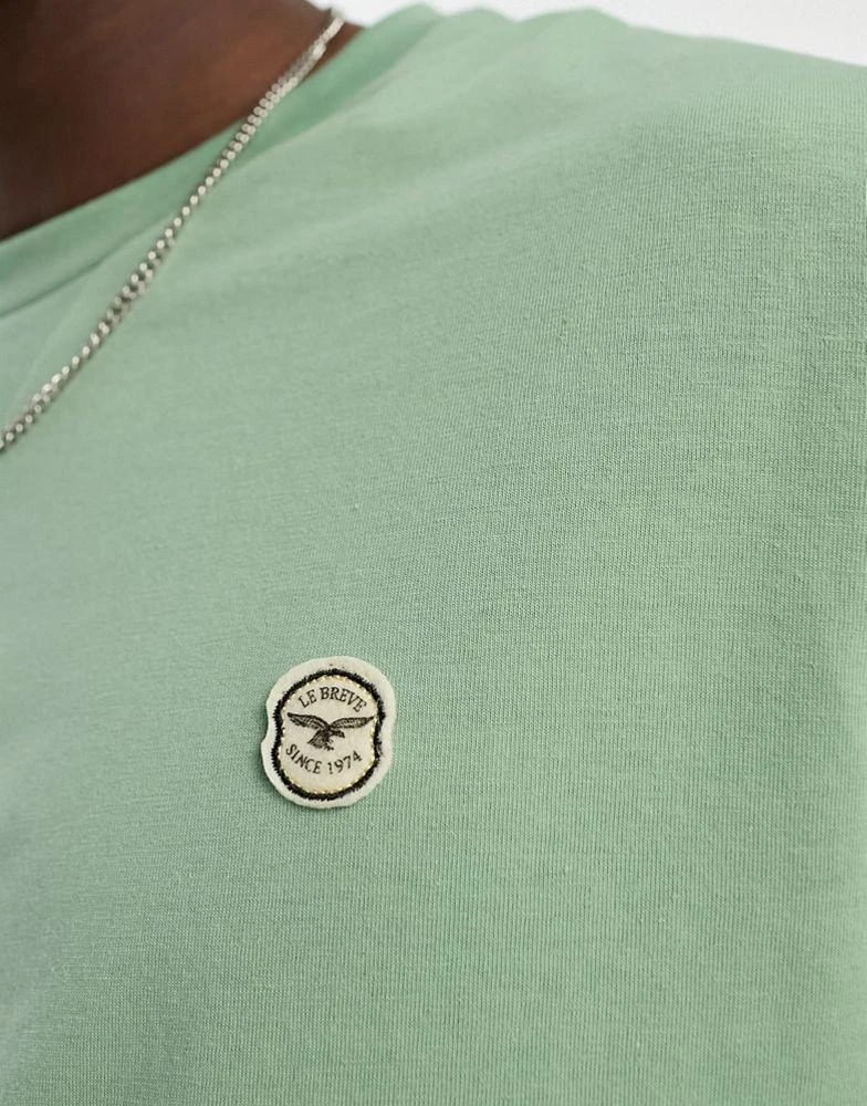 Le Breve Le Breve roll sleeve t-shirt in pale green 3