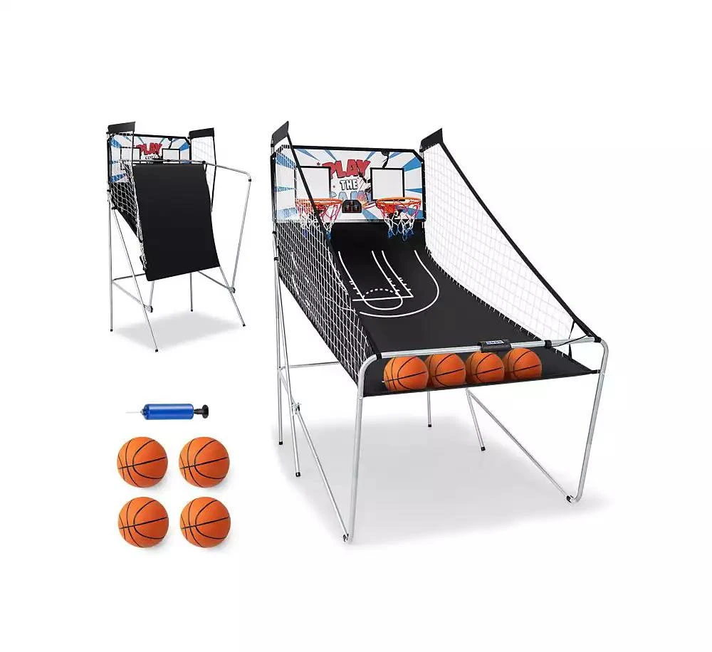Slickblue Foldable Dual Shot Basketball Arcade Game with Electronic Scoring System 4