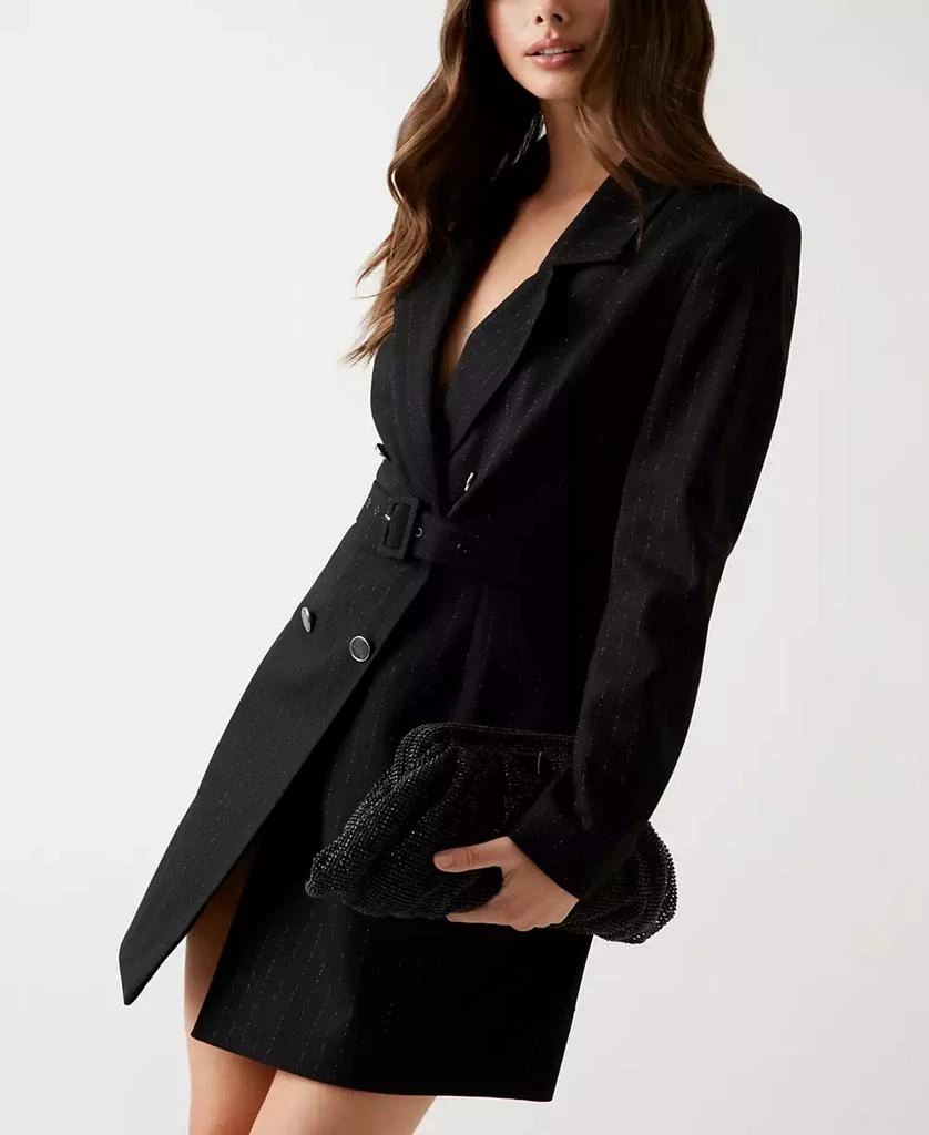knee length dresses for ladies WHITE LONG SLEEVE BLAZER DRESS WITH TULLE MERMAID HEM