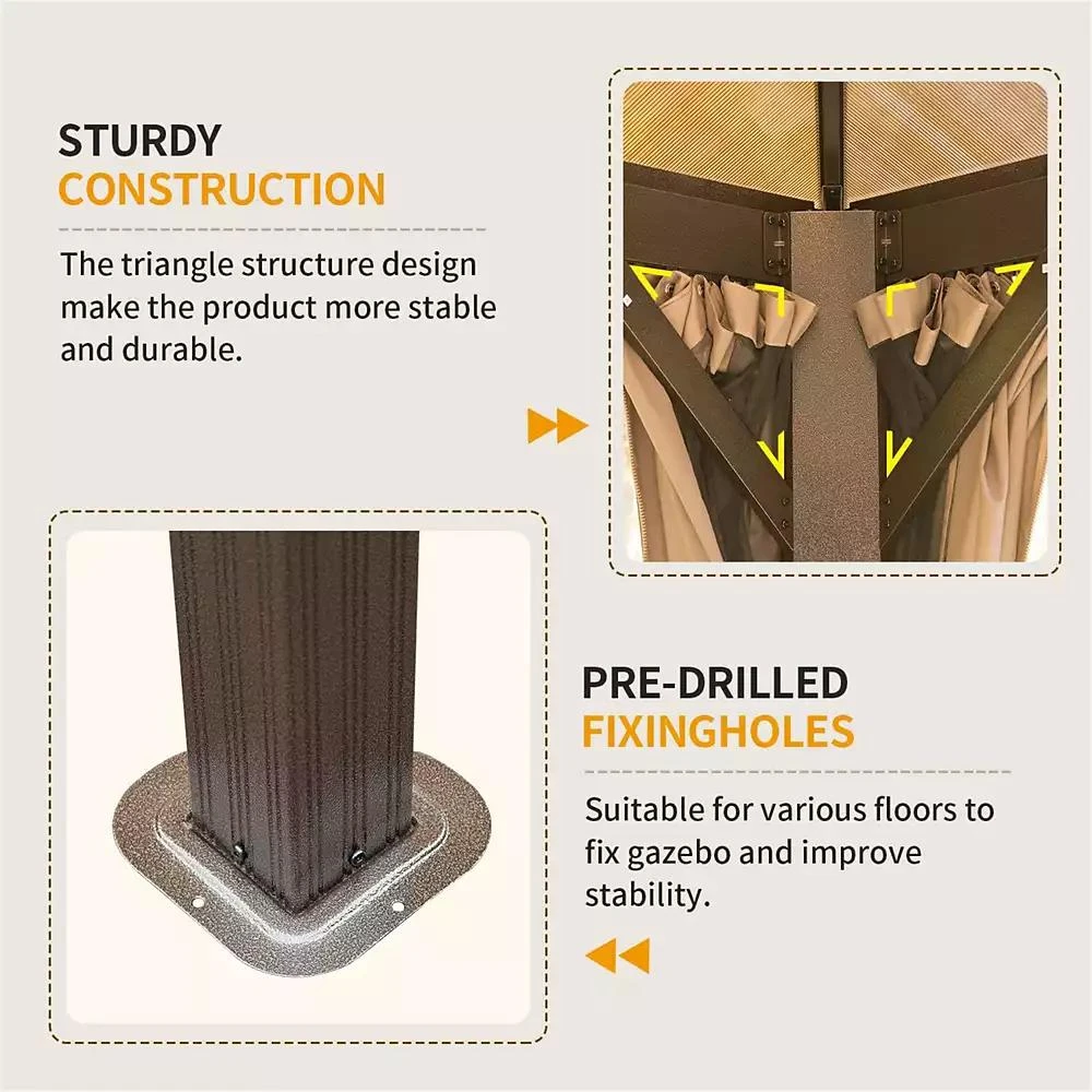 Streamdale Furniture 12x16ft Hardtop Gazebo with Polycarbonate Roof 8