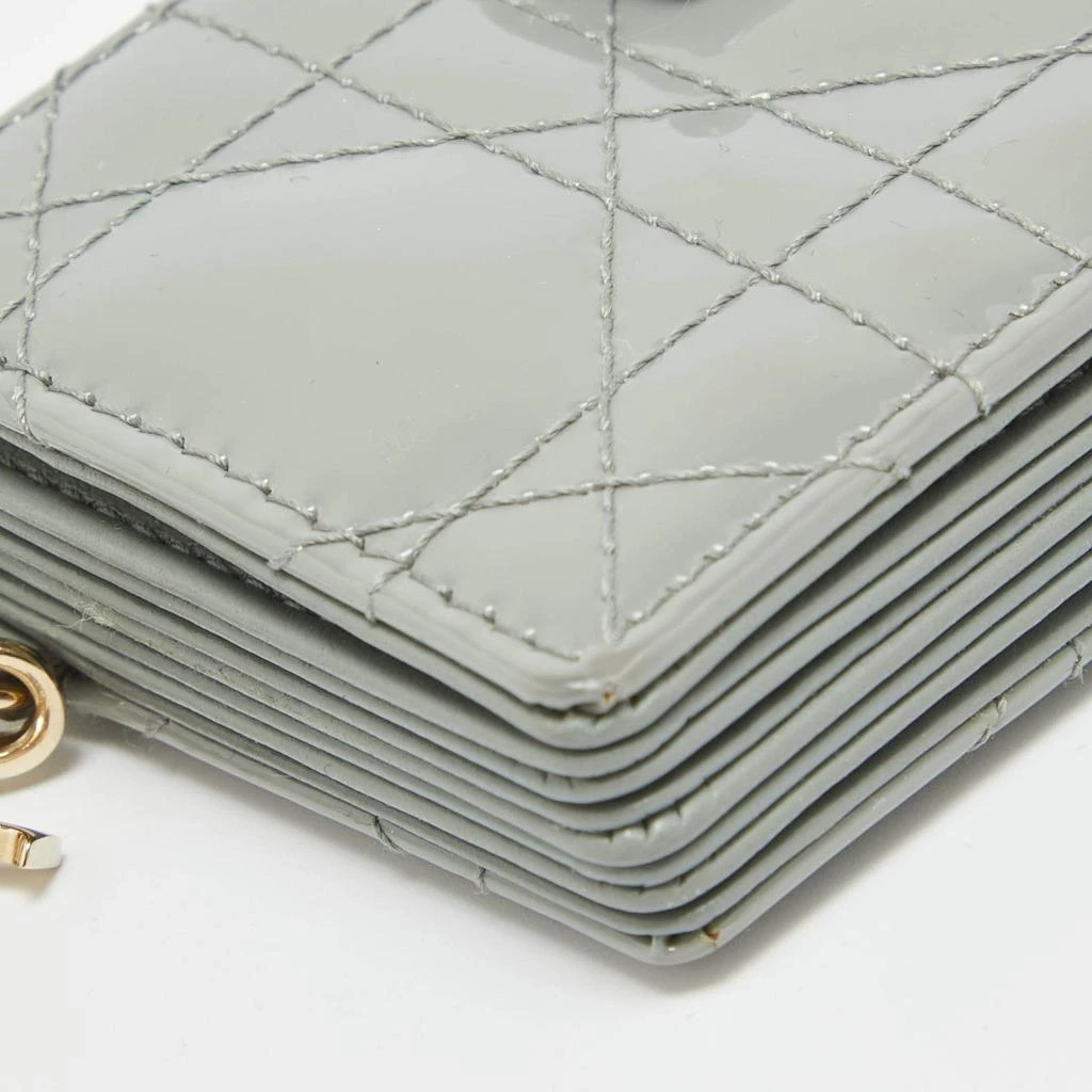 Dior Dior Grey Cannage Patent Leather Lady Dior 5 Gusset Card Holder 9